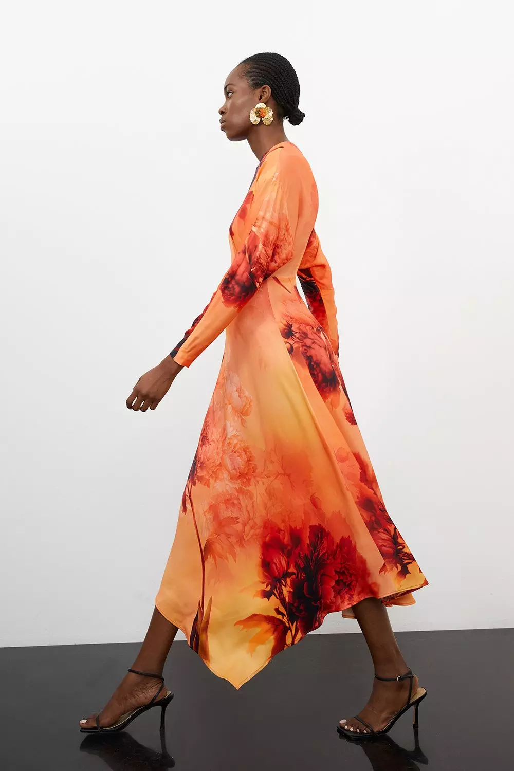 Burnt orange shop floral maxi dress